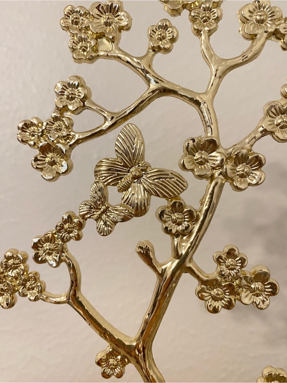 Gold Floral Jewelry Organizer Tree with Fabric Tray - Picture 2 of 7